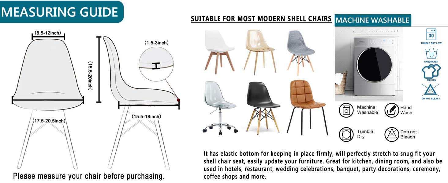 Mid Century Dining Chair Covers Stretch Shell Chair Covers Armless Chairs Cover Soft Dining Room Chair Slipcover for Living Room Side Chairs (Set of 2, Coffee)
