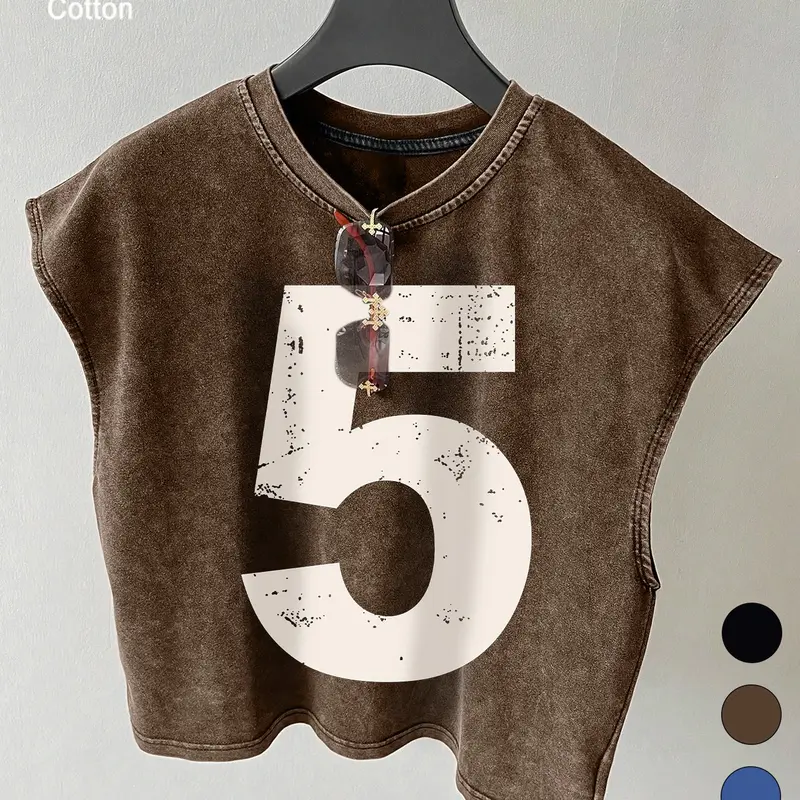 Vintage Washed Sleeveless Tank Top, Loose-Fit Graphic Print, Soft Breathable Cotton, Y2K Streetwear, Summer Casual Wear, Music Festival Style