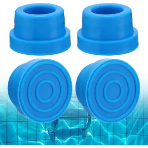 Pool Ladder Bumpers for Inground Pool - Fit 1.9" Standard Ladder Tubing, Rubber End Caps to Protect Vinyl Liner and Walls, Blue (4 Pack)