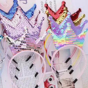 1pc Kids Girl Sequins Crown Headband for Women Sweet Birthday Party Festival Decoration Headwear