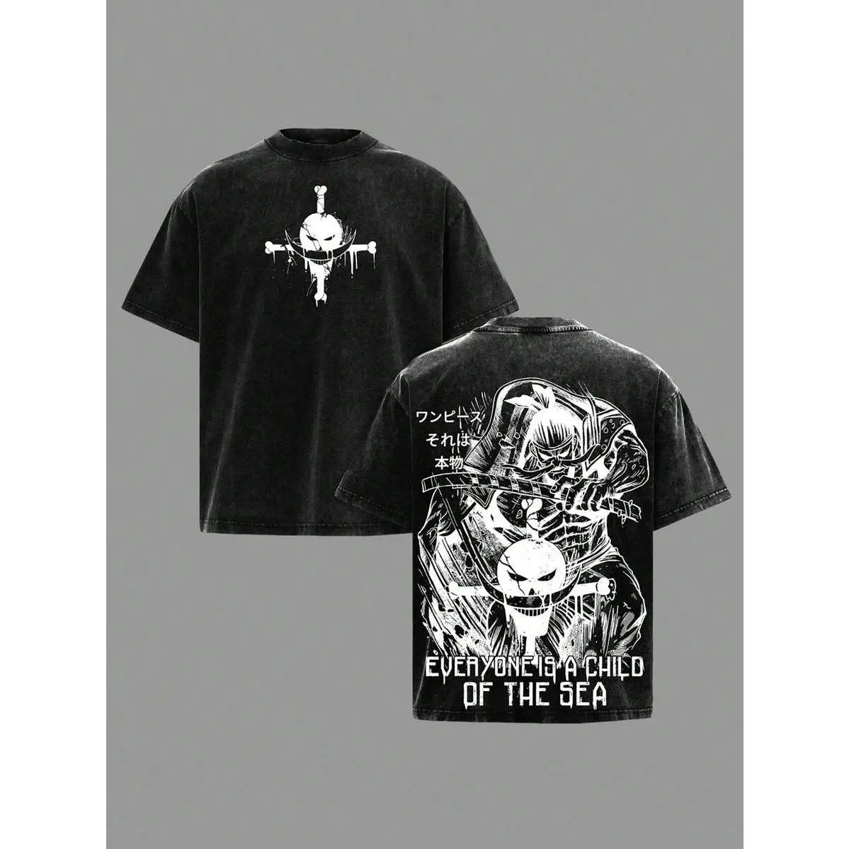 Pirate Anime Aesthetic Crew Neck T shirt Small Whitebeard Jolly Roger Chest Large Edward Newgate Battle Pose Portrait Back Print Unisex Short Sleeve Top For Outdoor Travel Camping Daily Streetwear