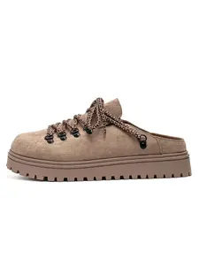 Stylish 3-color retro Birken slides with soft matte suede surface. Matched with metal eyelets and thick rope laces. Chunky gear sole, a must-have fashion item for men.