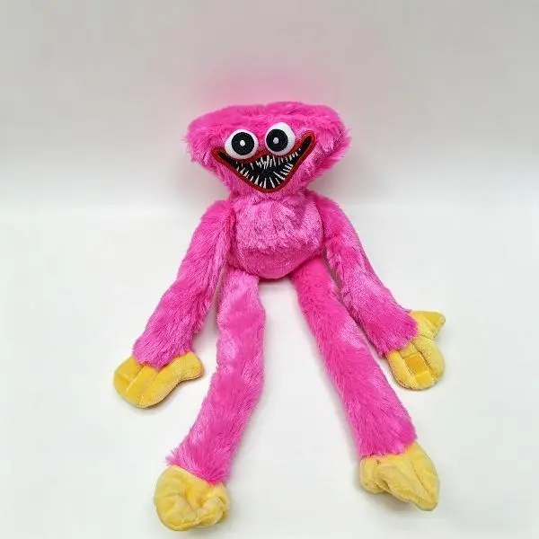 40cm Big Mouth Pink Monster Character Stuffed Toy - Soft Plush with Long Limbs, Bright Eyes, Scary-Cute Unisex Collectible for Collecting, Includes Poopsie Surprise Mini Finger Puppet Set (Halloween Use)