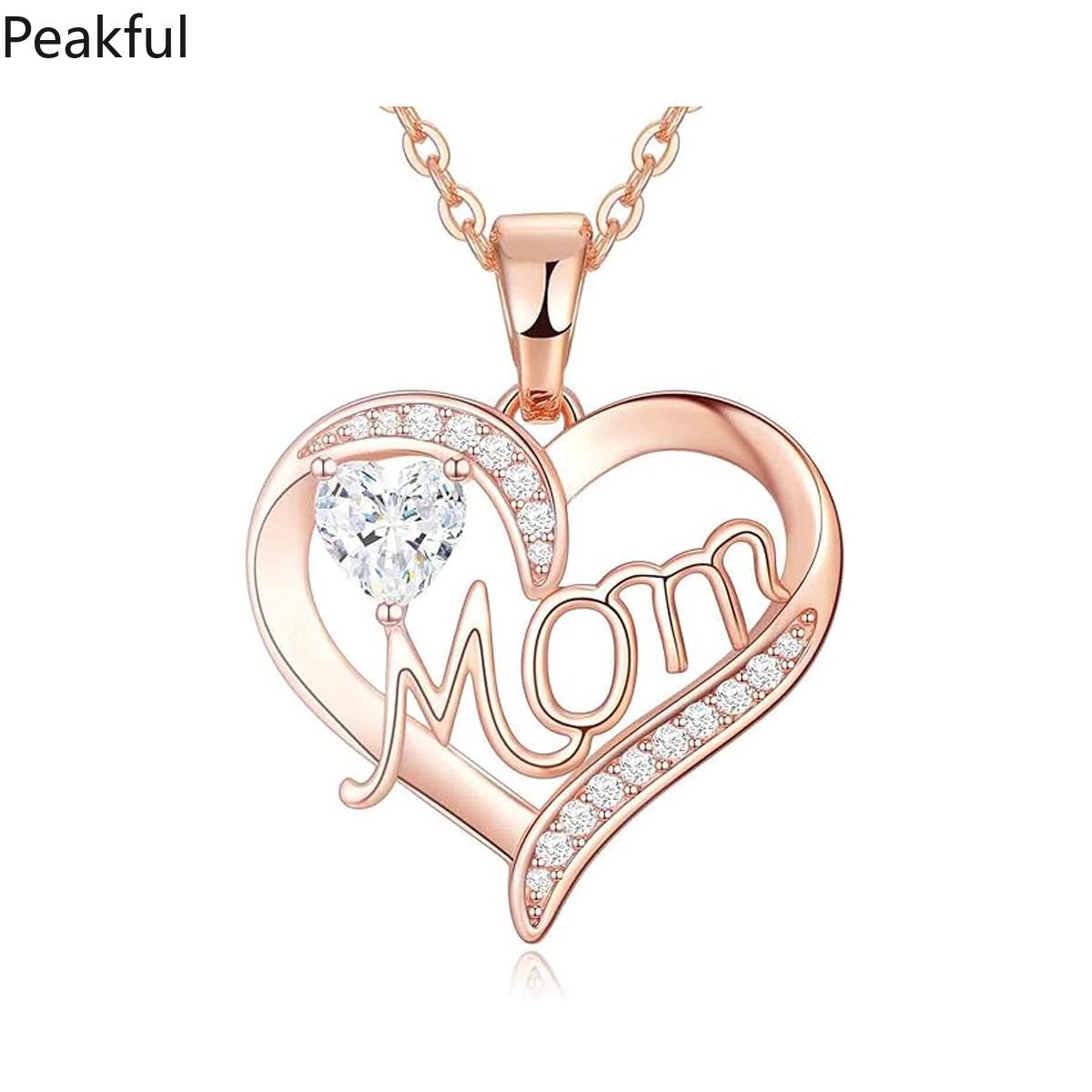 Luxury Mother's Day Necklace – Trendy Pink Flower Pendant, Aesthetic Love Jewelry, Perfect Gift for Mom, Elegant Craved Necklace, Ideal for Special Occasions & Daily Wear