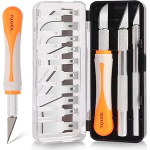 16-Piece Exacto Knife Set: 3 Hobby Knives &13 Industrial-Grade SK5 Steel Blades - Professional Craft Knife Set for DIY, Leather Craft, Pumpkin Carving