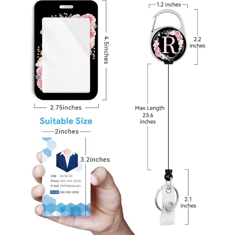 2 Pack A-Z Letter ID Badge Holder with Clip Badge Reels Retractable Heavy Duty,,ID Holder for School Nurse Office R 2 Pack A-Z Letter ID Badge Holder with Clip Badge Reels Retractable Heavy Duty,,ID Holder for School Nurse Office R