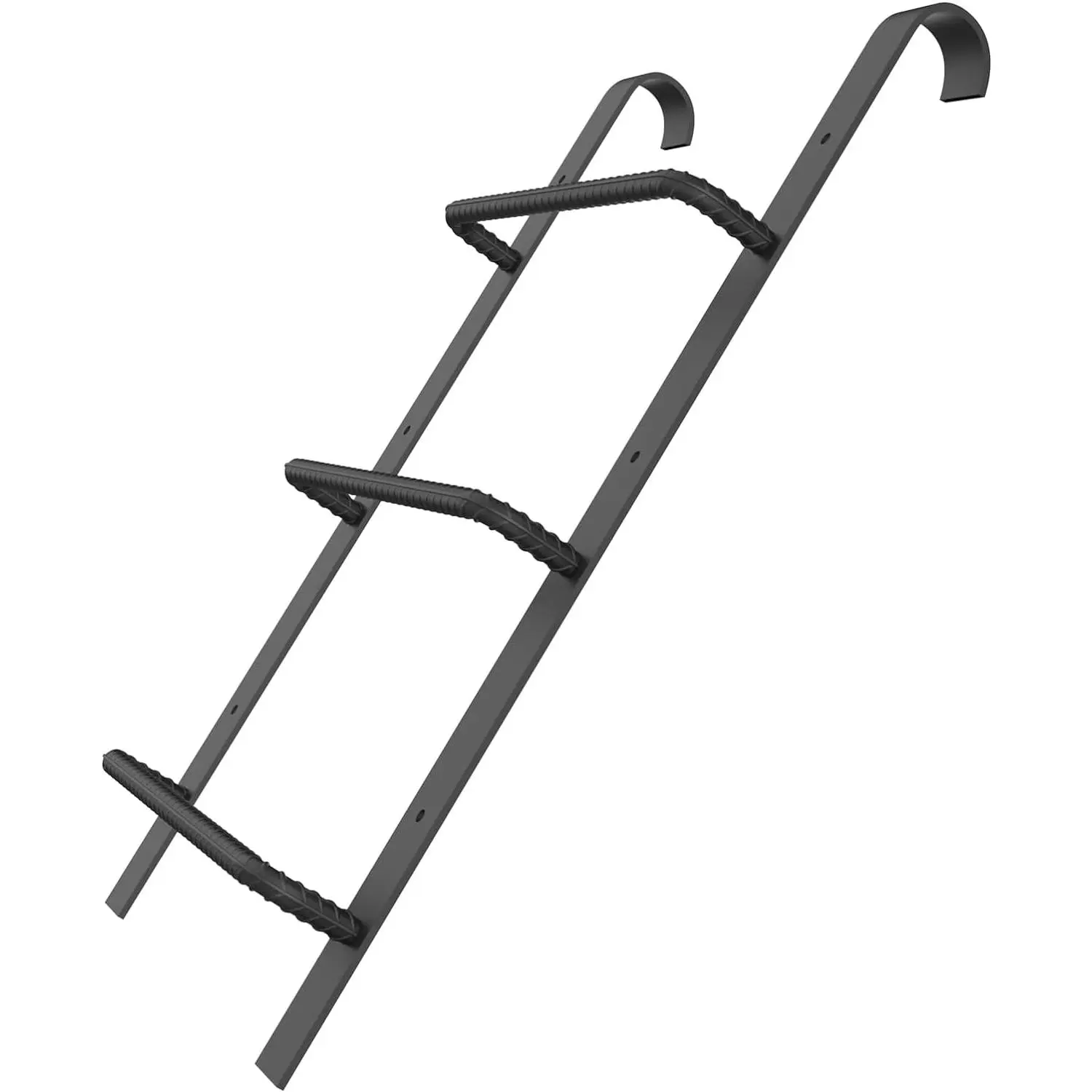 3-Rung Window Well Ladder Heavy Duty Steel Basement Egress Fire Escape Ladder for Emergency Home Safety 34.2" Lx17.9" W Hooked Matte Black