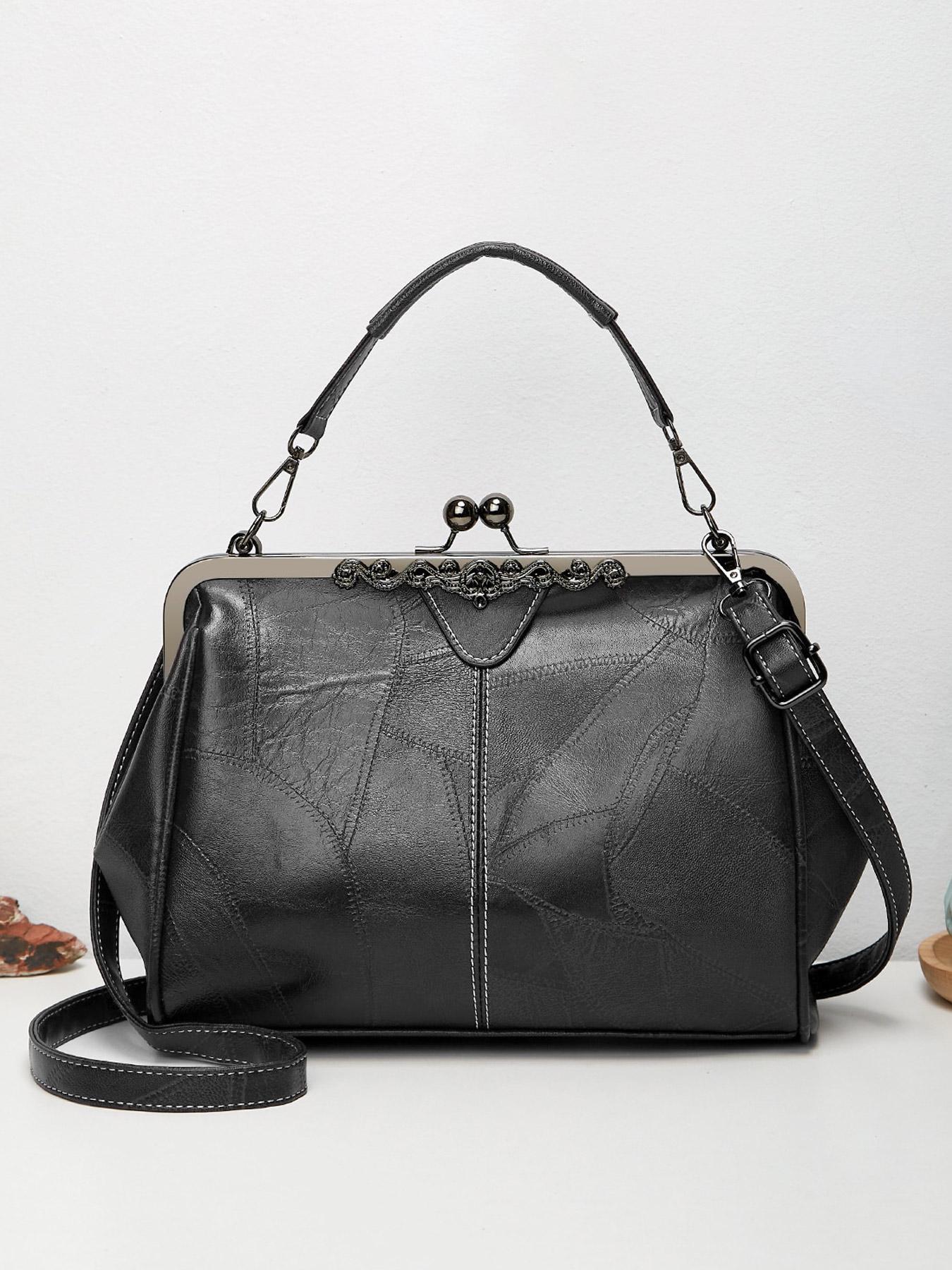 Women's Elegant PU Leather Handbag, Trendy Gorgeous Large Capacity, Chic Vintage Bag for Work & Daily Use, Crossbody Purses