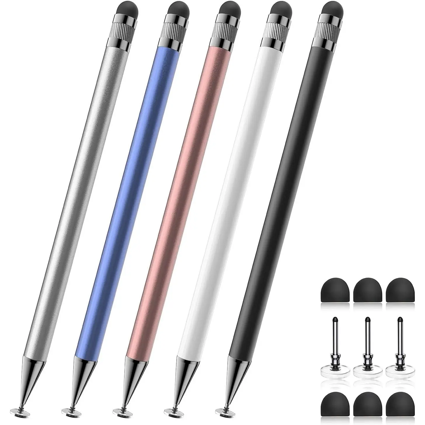 Stylus(5 Pcs),2-in-1 Stylus Pen for Touchscreen,Stylus Pen| Metal Barrel,Suitable for (iPhone/ipad)/Nintendo Switch/Samsung/Google/Microsoft/Android Tablets Touch Screen Devices