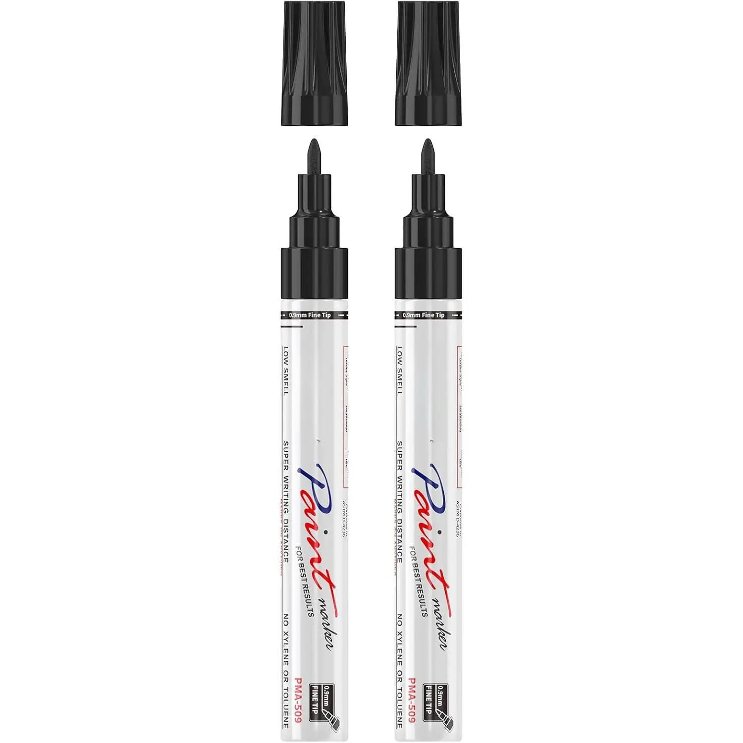 Black Oil Based  Markers, 2 Fine Tip Permanent  Pens | 0.9mm Fine Nib, , Quick Dry, Fade Resistant, Oil Marker Pen for Metal, Rubber, , Plastic, Rock, Glass, Canvas