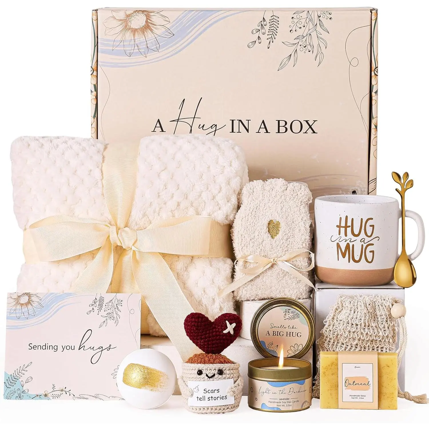 Get Well Gifts for Care Package Feel Gifts Baskets After Surgery Cancer Patients Miscarriage for Sick Friend Chemo Encouraging Pamper Hug Box For Her Self Care With Mug