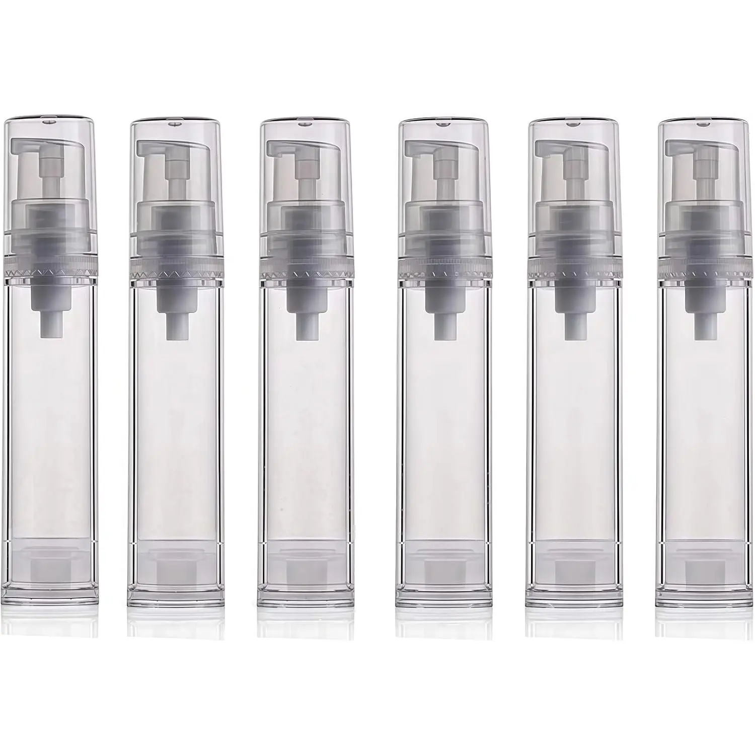 12PCS 10ML/0.34oz Transparent PS Plastic Airless Pump Containers - Baby Travel Kits for Serum Storage, Makeup Cream, Lotion (New Model)