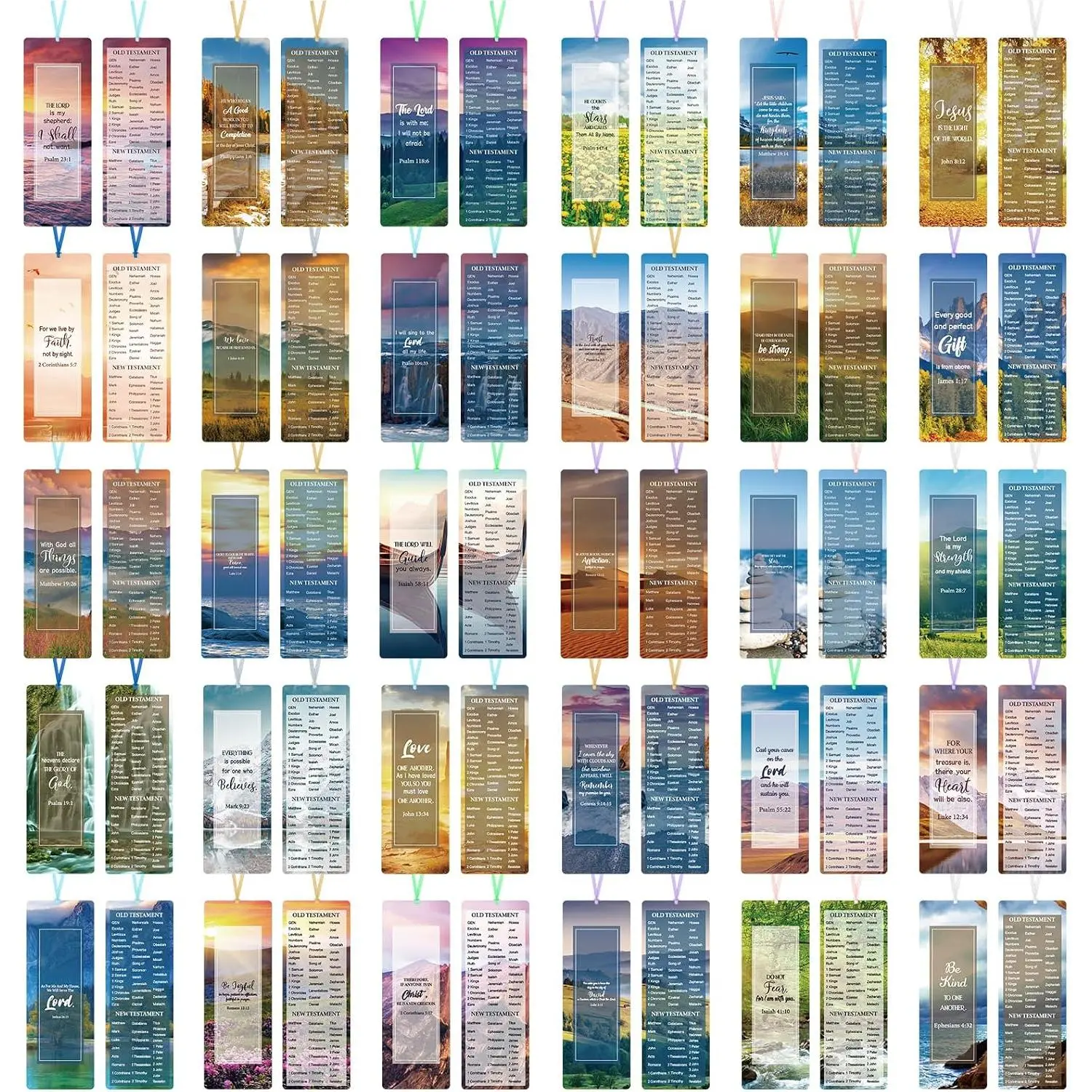 120 Pack  Verse Bookmarks Scenery Christian Inspirational Scripture Book Markers Religious Motivational Encouragement Page Markers for Church Office Reading Lover Gifts