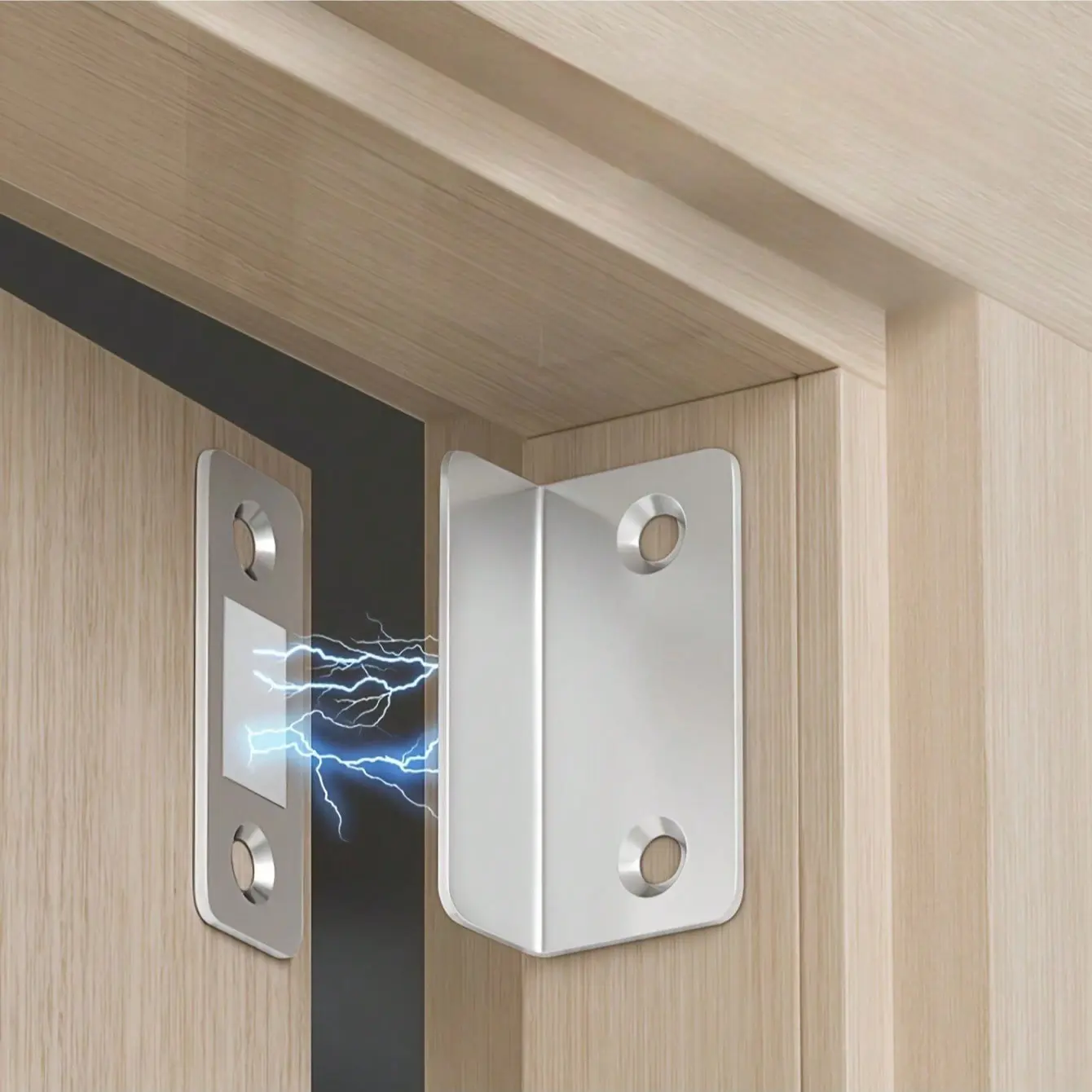 Magnetic Alloy Door Clips, Strong Adhesion, No Drilling Installation, Seamless Release, Ideal for Cabinets, Wardrobes, Sliding Doors, Door Hardware, Door Holder