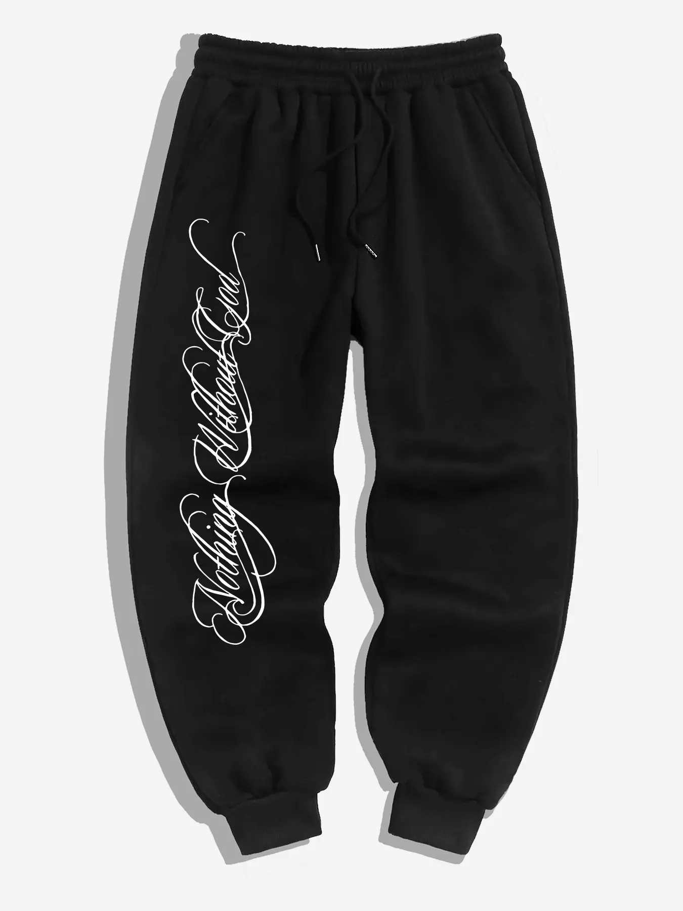 Simple Fashion Artistic English Print Sweatpants, Unisex Drawstring Fitted Sport Pants, Outdoor Running Jogger Pants, Spring & Fall