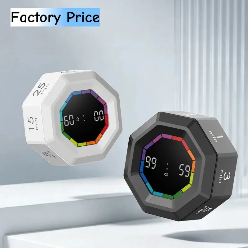 Visual Gravity Electronic Rotating Countdown Cube Timer, Magnetic Kitchen Timer for Children’s Learning & Tomato Technique Use