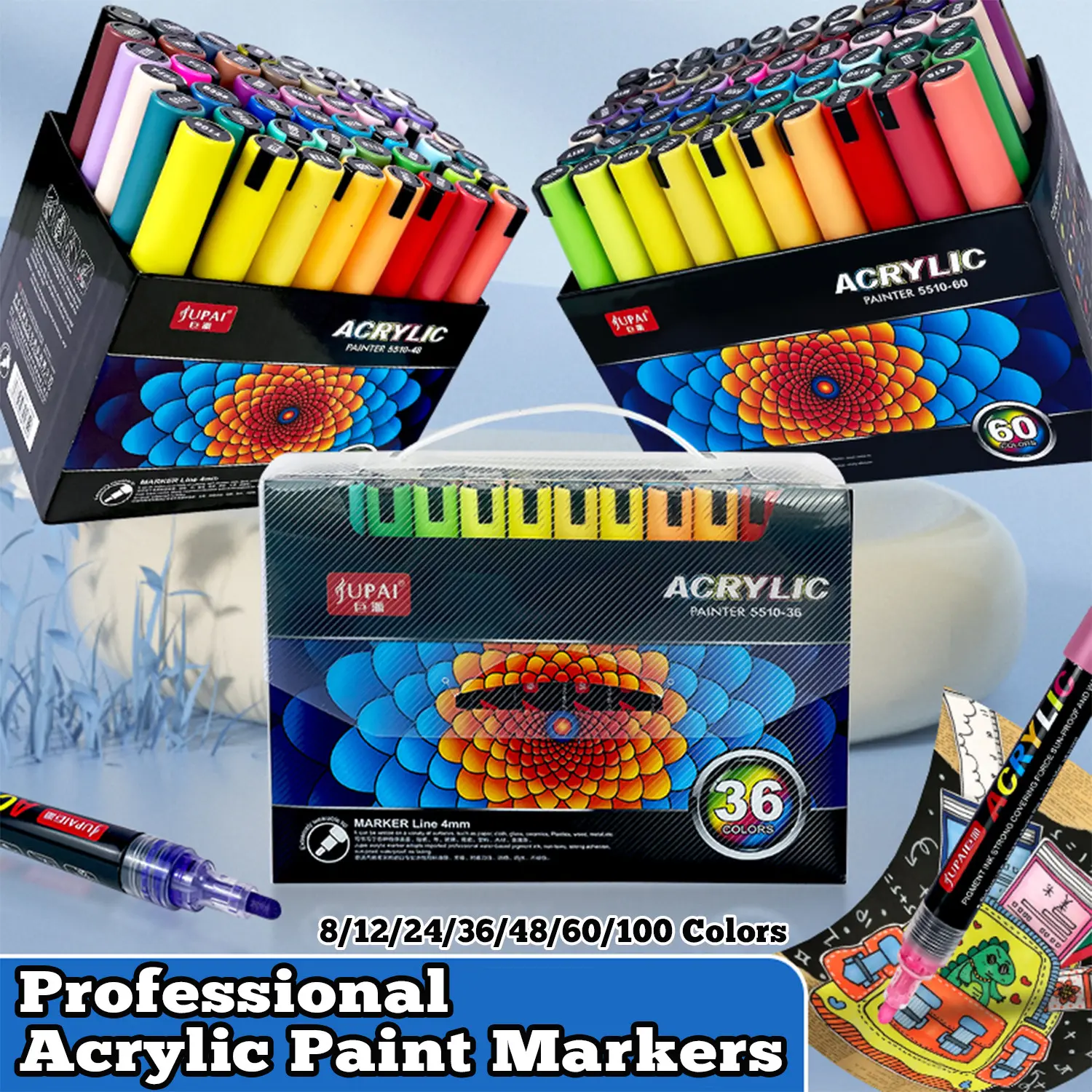 Large Capacity Liquid Ink Marker Set 8-120 Colors, Smooth Flowing Art Markers, Vibrant Colors, DIY Painting Pens for Stone, Ceramic, Canvas