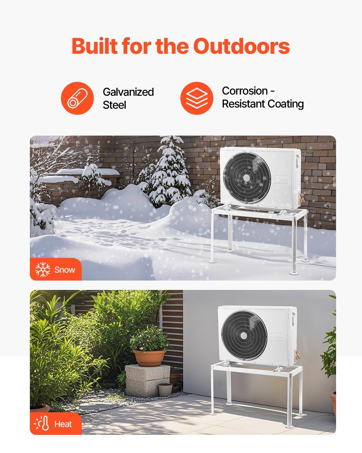 VEVOR Mini Split Ground Stand, Adjustable Anti-Vibration Mini Split Stand for 9000-36000 BTU Ductless Air Conditioner Heat Pump, Heavy Duty AC Base Bracket Floor Mount w/ 661LBS Max.Load CapacitySummervibes