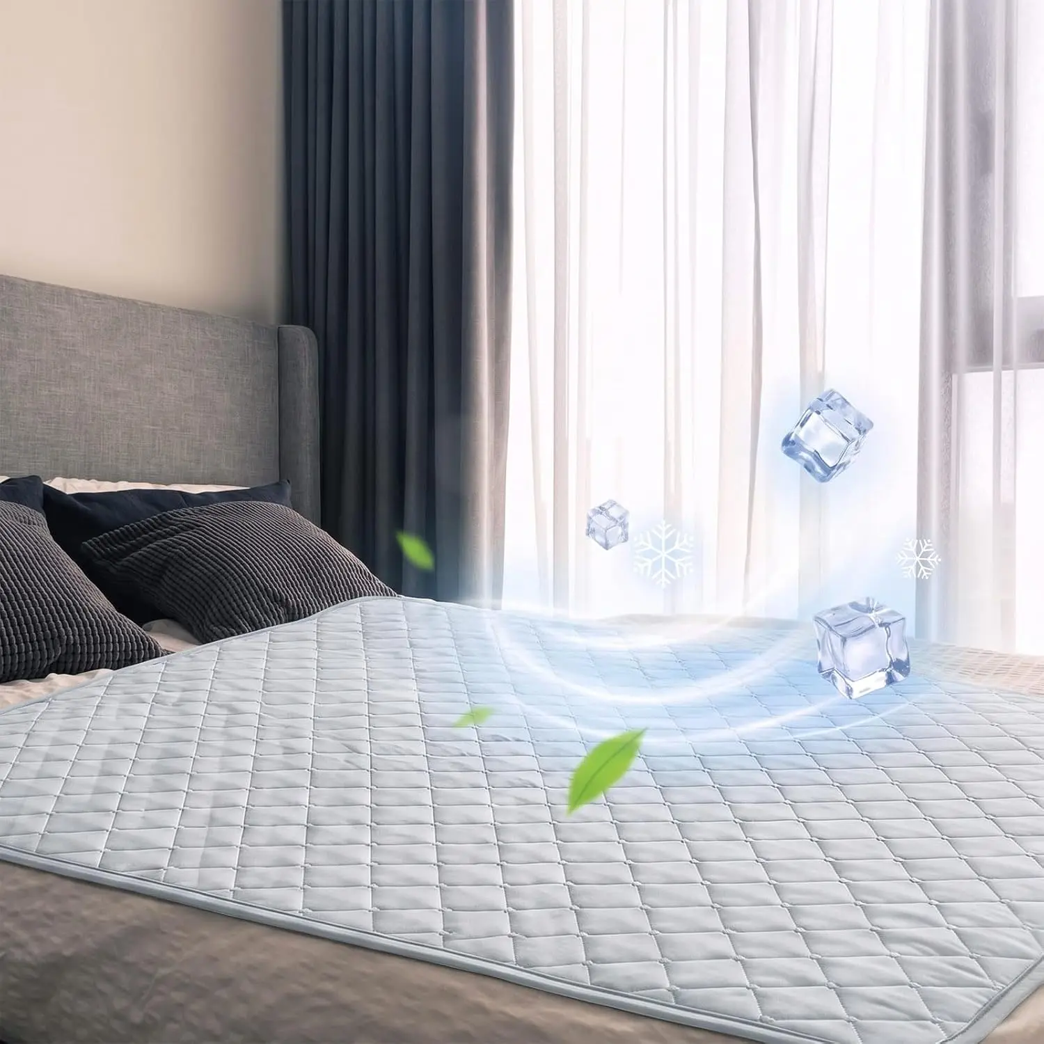 Cooling Couple Waterproof Mat Lover Stainproof Blanket 72 x 34 in| Adult Reusable Mattress Protector, Ice Silk, Washable Quiet Easy Use Lover Grey Bed Sheet, Couple Messy Play Pleasure