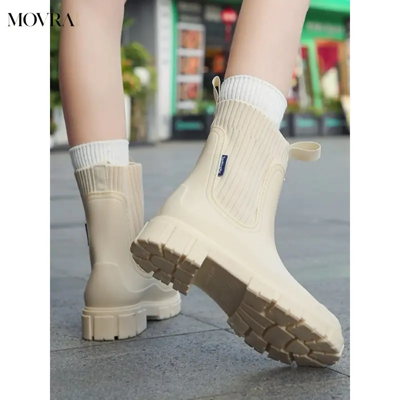MOVRA1 Rain Boots Women, Mid-Calf Waterproof Outdoor Boots All Seasons