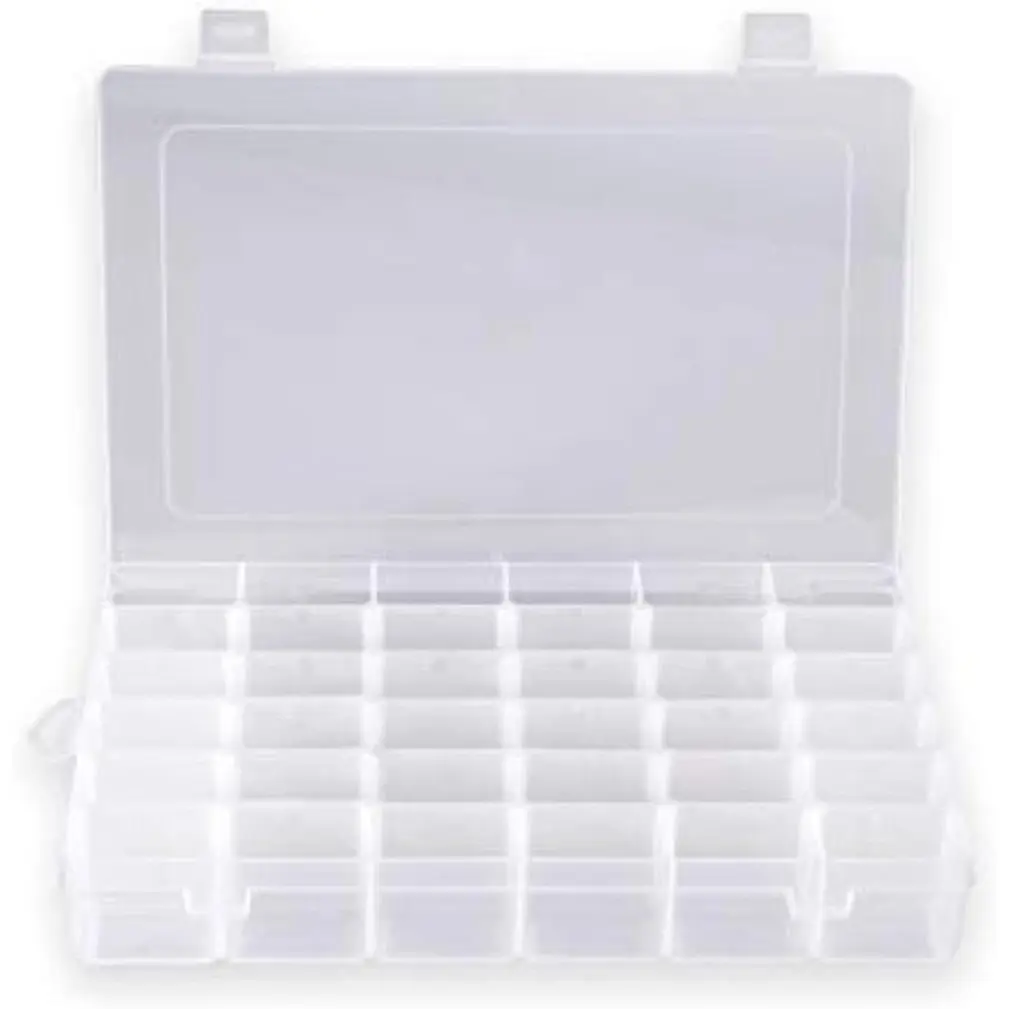Plastic Organizer Container Box 36 Compartments  Storage Box with Adjustable Dividers (1 Pack)