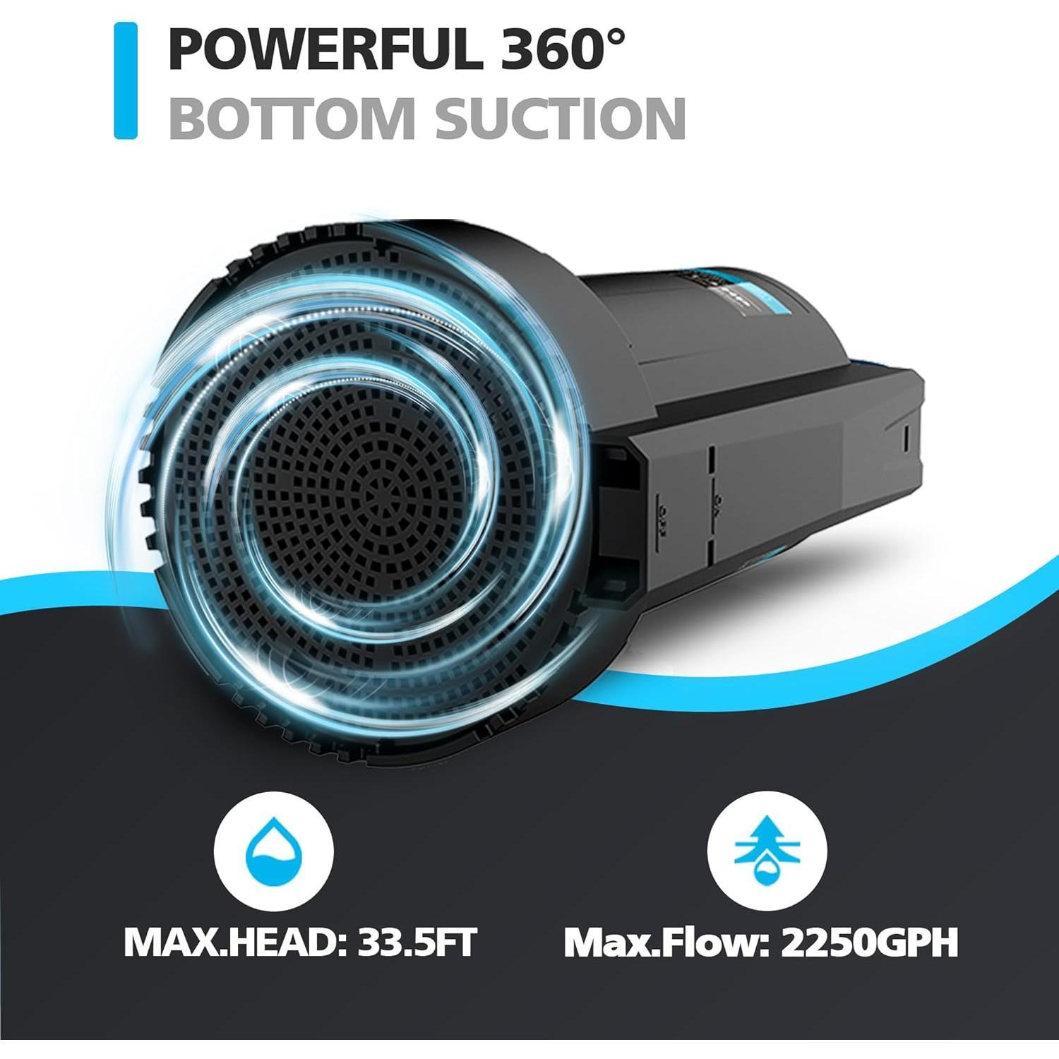 1/3  Automatic Water Pump, 2250GPH Submersible Utility Pump with 3/4" Garden Hose Check Valve Adapter Portable Electric Sump Pump Removal for Pool Draining Basement Hot Tubs Garden UTL-336PE