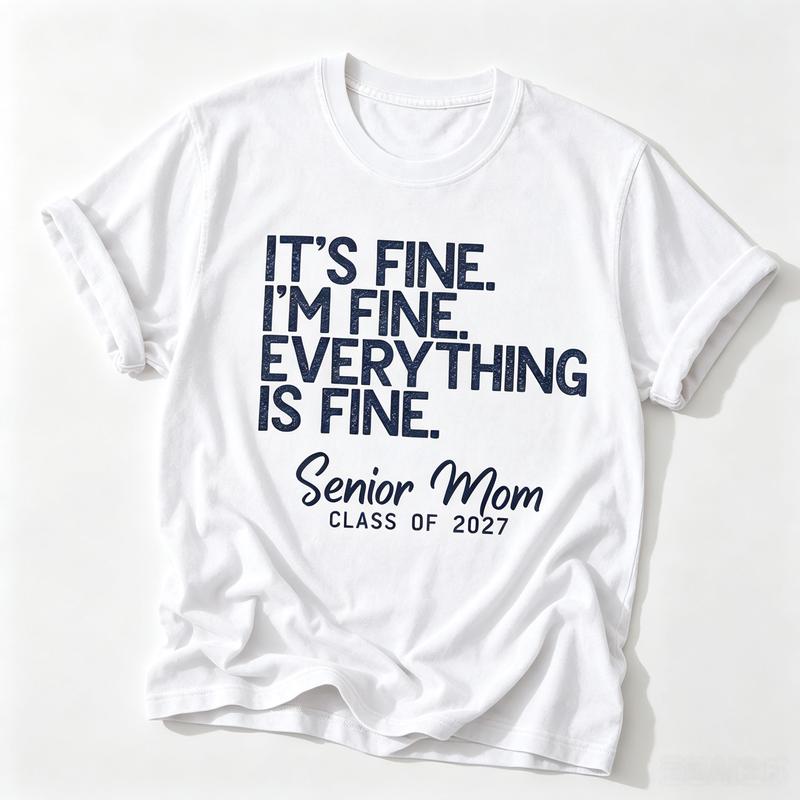 Women's Cotton Casual Vintage Short-Sleeve Class Print T-Shirt - 2027 Retro Graduation Streetwear Top, Proud High School Senior Mum Gift, Everyday All-Season Wear