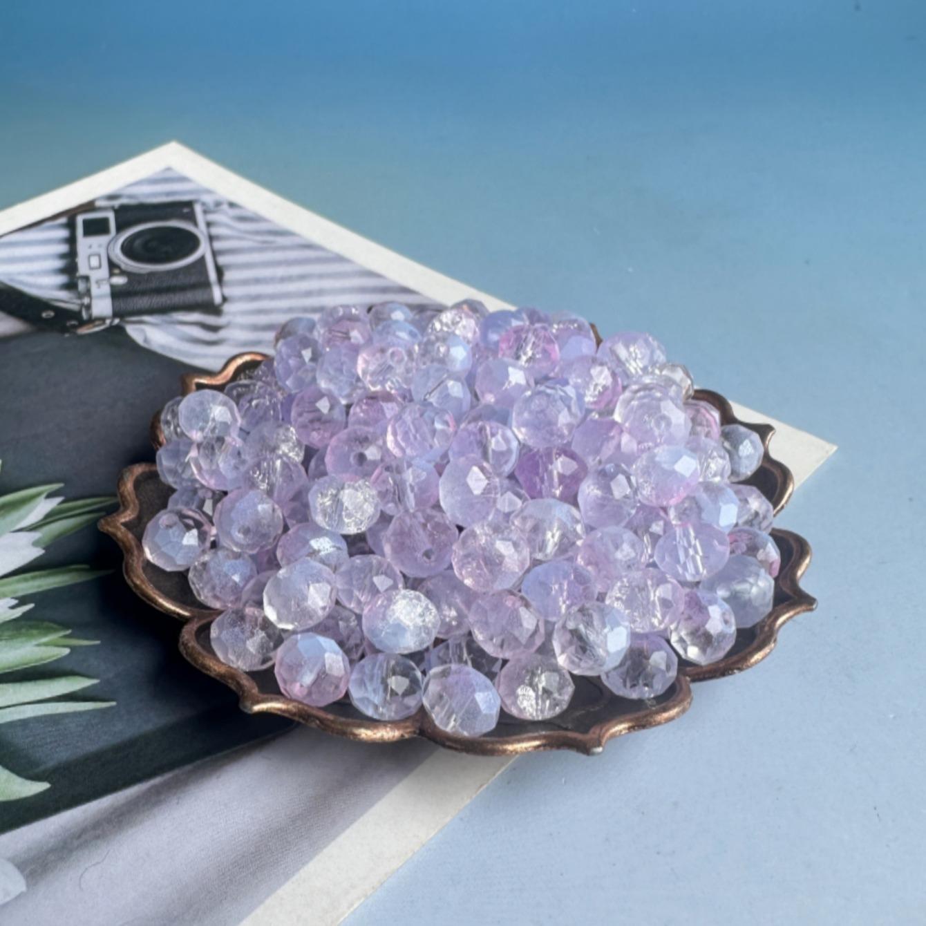 8mm Glass Bead, 100pcs/set Transparent High Gloss Bead, DIY Jewelry Making Supplies for Necklace Bracelet Earrings Pendant, Crafts