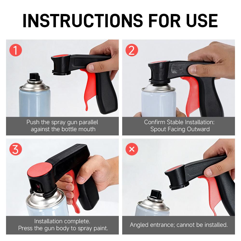 Instructions for installing and using the aerosol spray can trigger handle