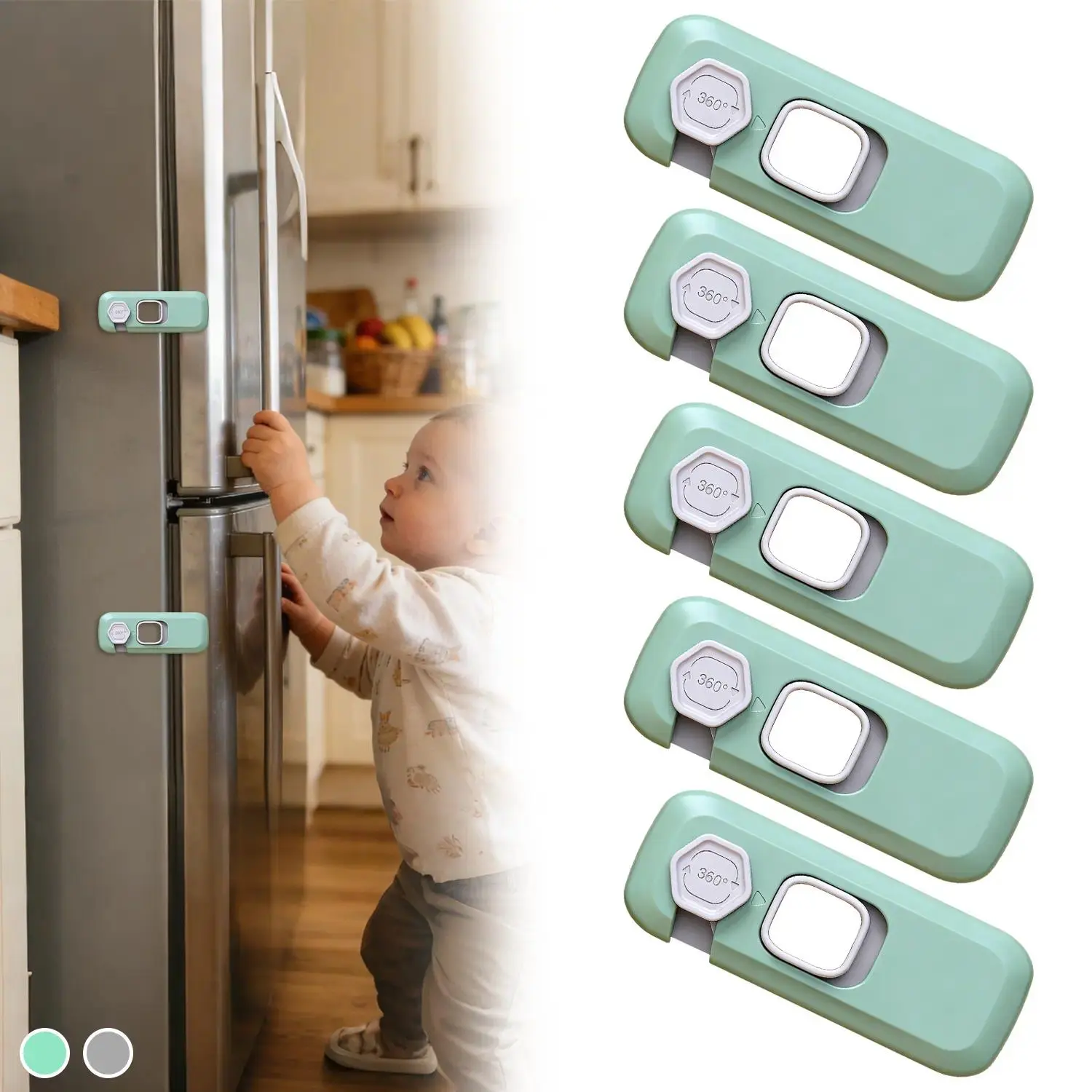 5 Pack Child Proof Refrigerator Lock,Fridge Locks for Kids with Sticky Adhesive Pads,Baby Safety Locks for Fridges, Cabinets, Drawers, Double Doors and More (5 Pack)#MothersDayGift #GiftsForHer#SummerVibes summerwins