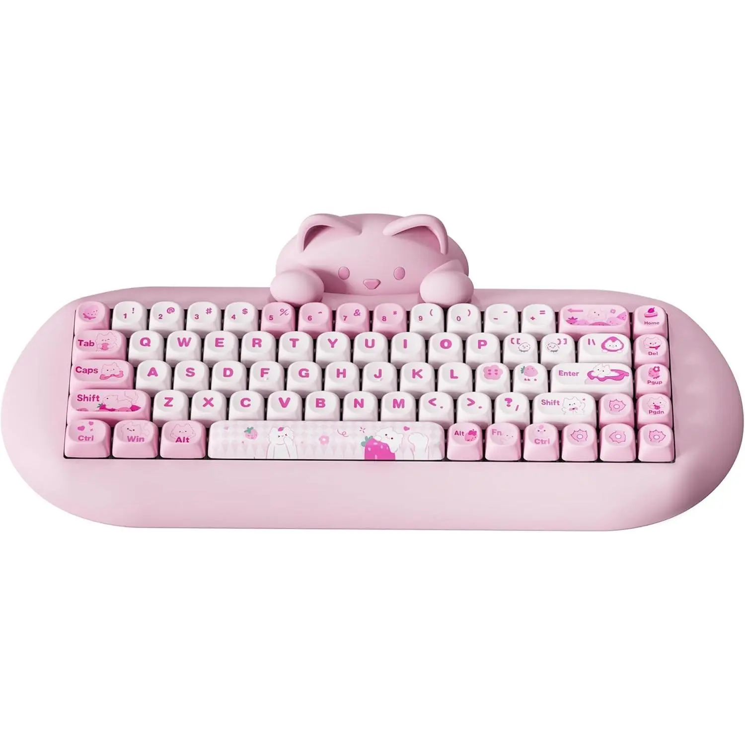 C68 Cute PBT Material Hot Swappable Mechanical Keyboard - Multi-Device Triple Mode BT5.0/2.4G/Wired, RGB Lighting NKRO, Hot Swap Switches, Compatible with Windows, Hot Swappable Keyboard