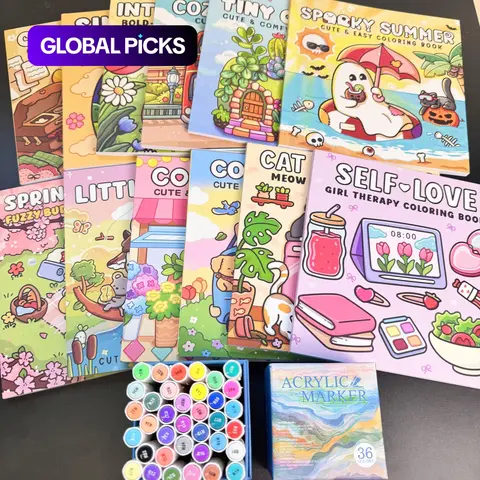 12-Piece Thick Coloring Book Set with 36 Colors, Cute Designs, Multiple Themes, Perfect for Daily Leisure & Holiday Gifts, Art Kits #GLOBAL PICKS