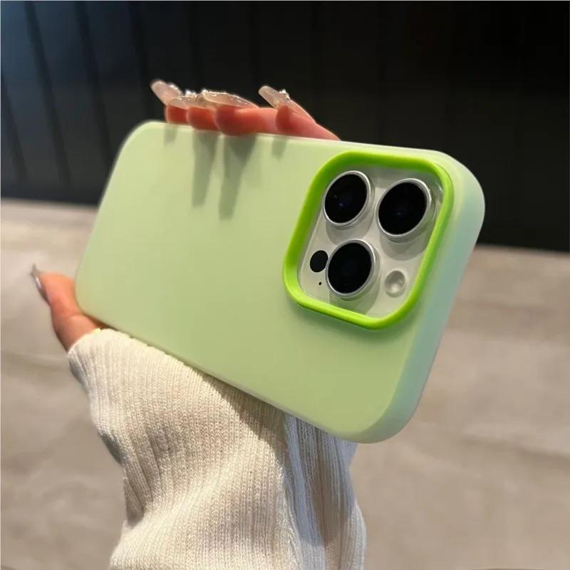 Matte Candy Color 2IN1 Soft Phone Case For iPhone 17 Air 16 15 14 13 12 11 Pro Max Plus 16E X XR XS Shockproof Protective Cover