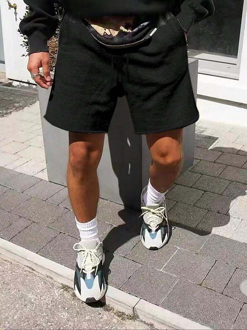 Men's Regular Fit Solid Color Track Shorts, Casual Comfy Breathable Shorts for Daily Outdoor Wear, Men's Bottoms for Summer, Menswear, Casual Streetwear Shorts