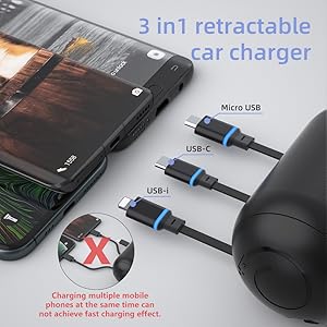 Multi Car Retractable Backseat 3 in 1 Car Charging Station Box Compatible with All Phones | iPhone | Samsung | Uber Taxi Lyft Turo Ride Share Customer Charging Dock Attach to Headrest Multi Car Retractable Backseat 3 in 1 Car Charging Station Box Compatible with All Phones | iPhone | Samsung | Uber Taxi Lyft Turo Ride Share Customer Charging Dock Attach to Headrest