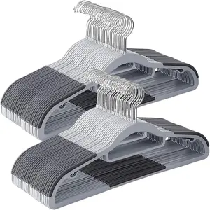 Plastic Clothes Hangers 50 Pack, Slim Space Saving Hangers with Anti-Slip Grip, 16.5 Inch Non Slip Coat Hangers with 360° Swivel Hooks for Shirts, Pants, Jackets & Closet Organization