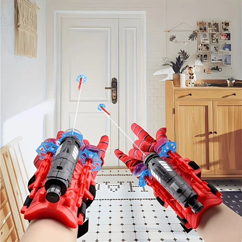 2-Pack Spider Launcher Fidget Toy Set, Includes 6 Bullets, 4 Wristbands, Gloves, Ropes, Ideal for Party Games, Great Gift Idea, Creative Prank Gift