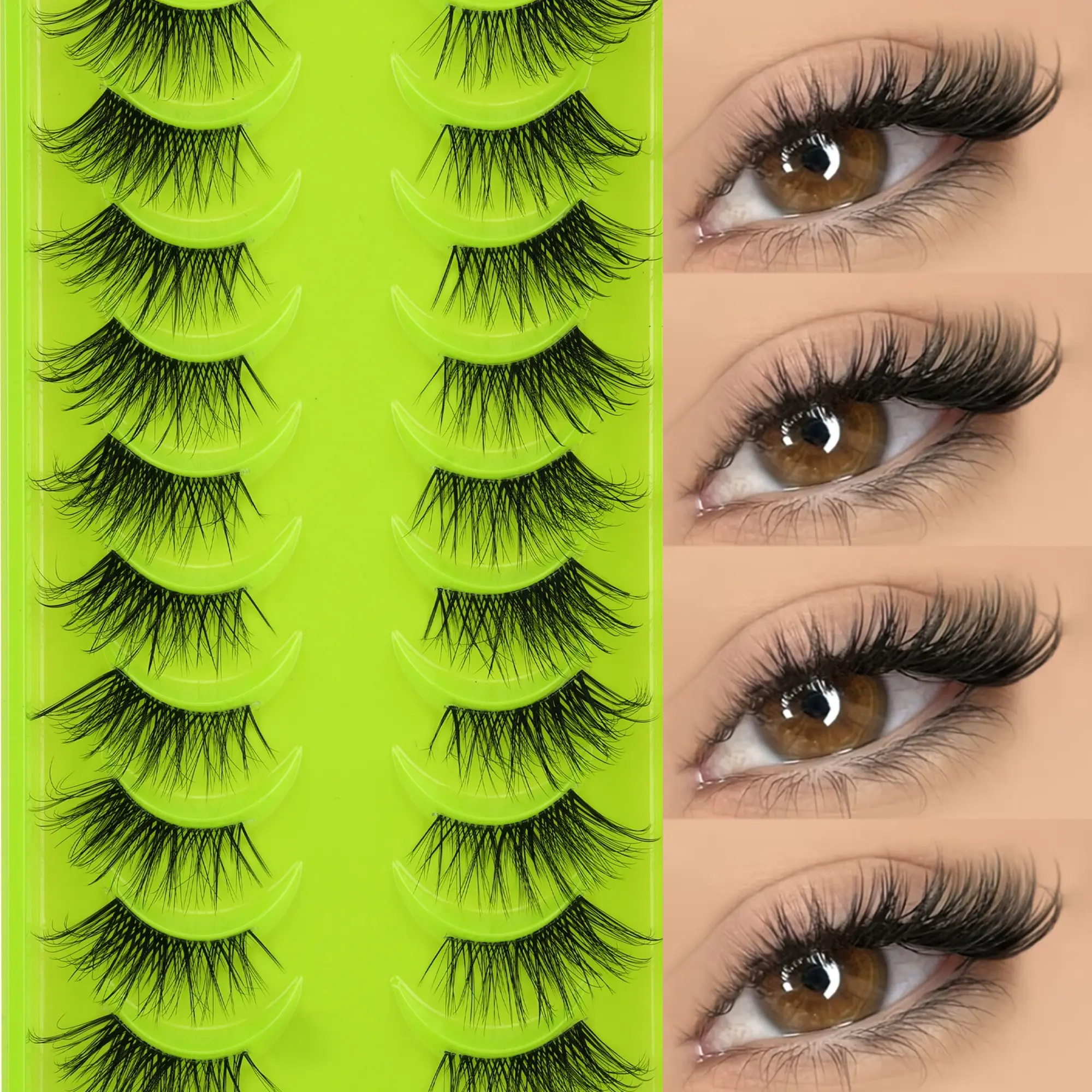 Natural Half Lash False Eyelashes, Reusable Semi-Long Design, Perfect Fit for All Occasions, Ideal for Beginners, Enhances Eye Size, Makeup, Fake Eyelashes, Natural Wispy Lashes