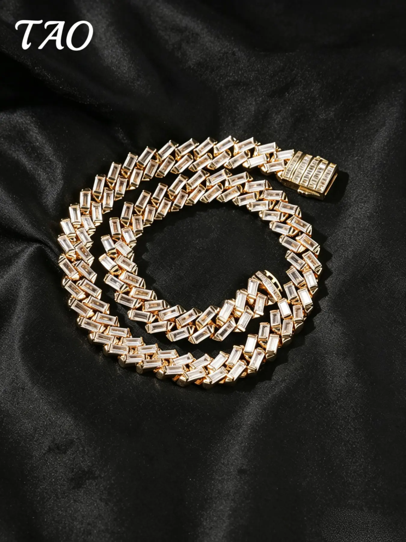 TAO-Creative Double Row Cuban Bracelet, 12mm Wide, Copper Plated with Luxurious Zircon, Hip Hop Style, Unisex, Perfect Gift for All Occasions, Cuban Link Bracelets