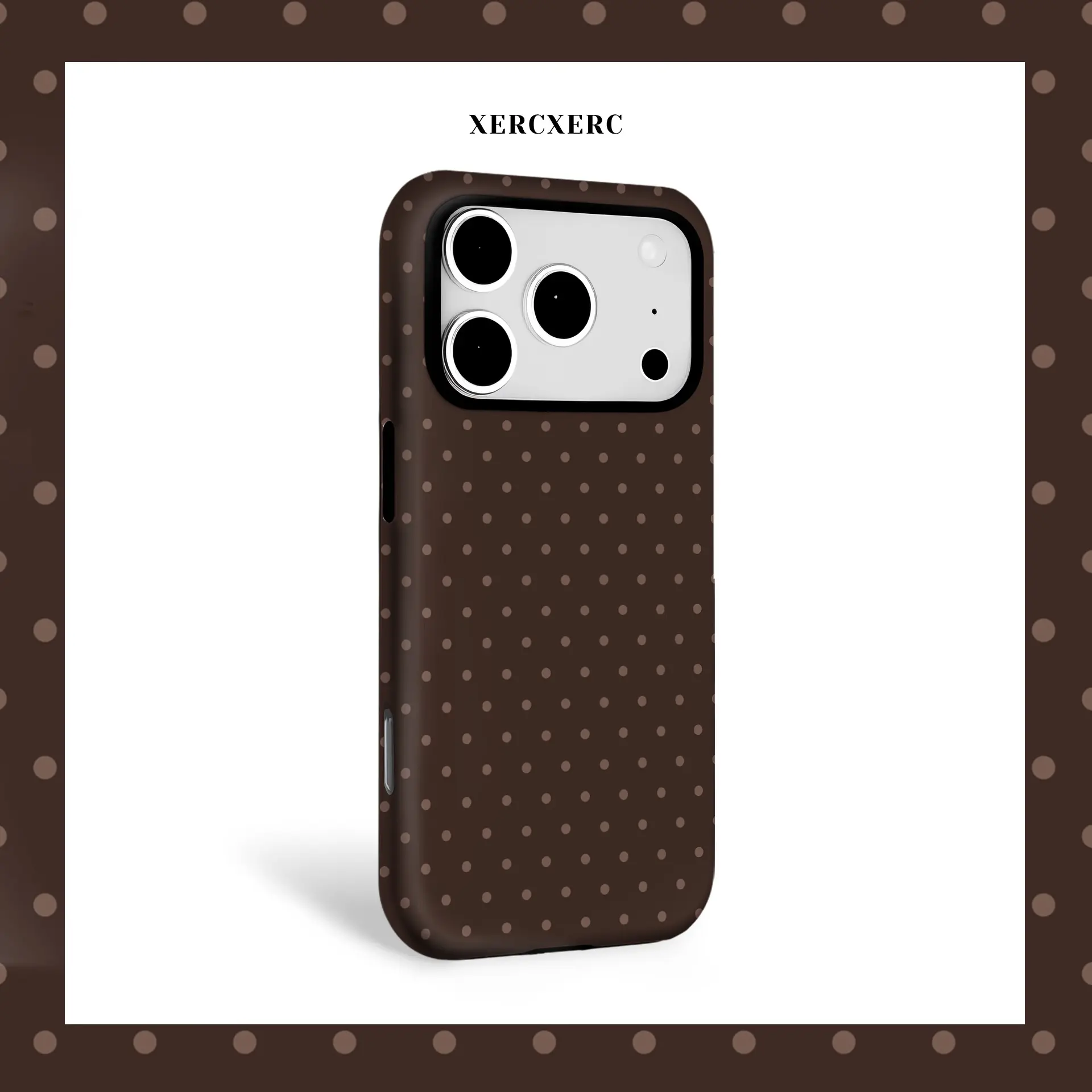 Brown Polka Dot Matte 2-in-1 Polycarbonate-TPU Hybrid Phone Case, Shockproof Drop Defense Cover for iOS iPhone Series (11,12,13,14,15,16,16e,17 Pro,ProMax) with Magnetic Matching Casing Gift (Mobile Phone Protection Accessory)