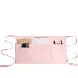 Server Apron with 5 Pockets - Rivet buckle Unisex Short/Half Waiter Waist Apron