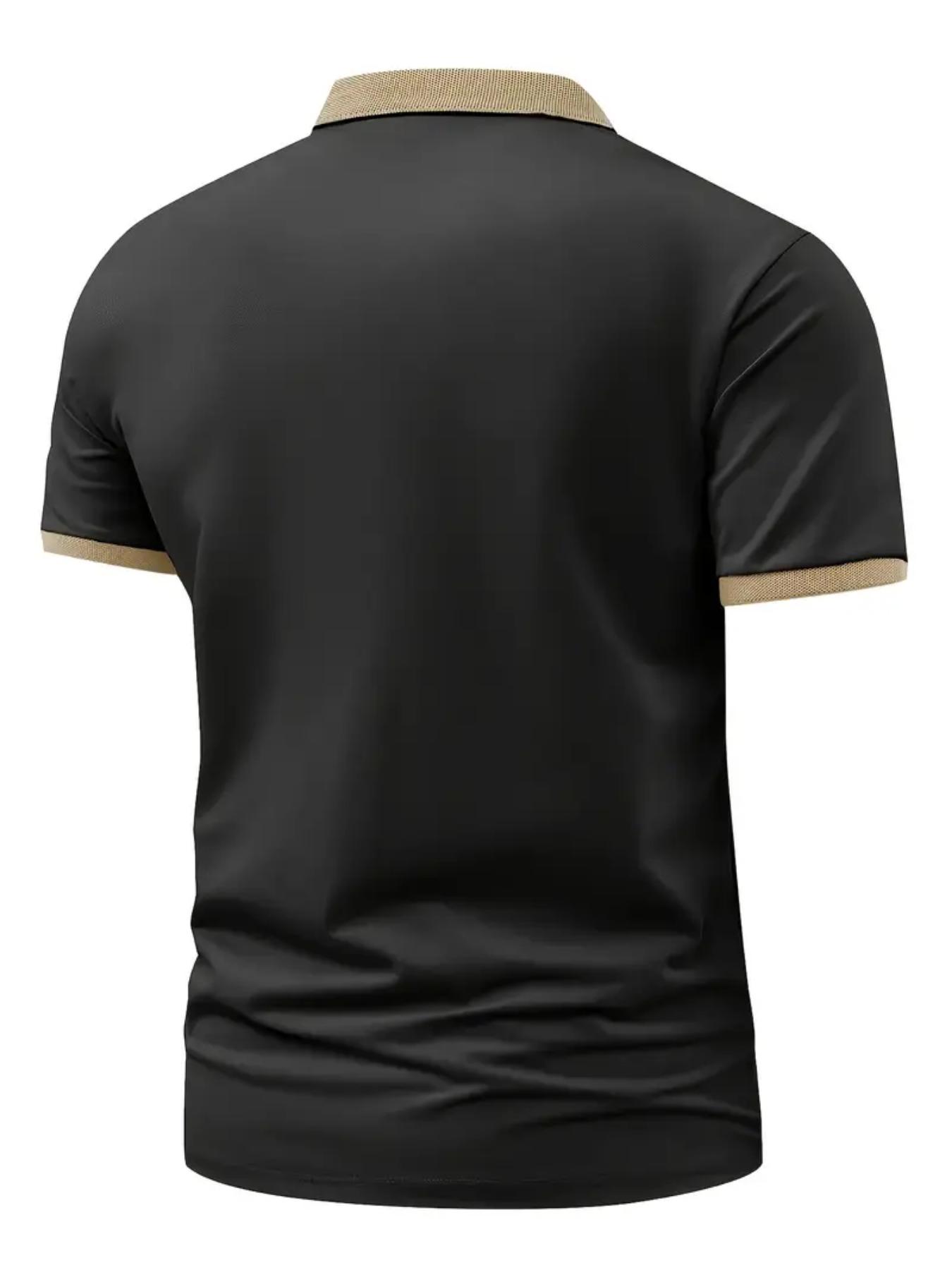 Men's Ff4370 Skull Rabbit Print Polo Shirt, Casual Fitted Short Sleeve, Breathable Elastic Fabric, All-Season Wear, Style