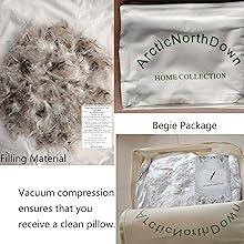 Goose Down Feather Bed Pillows for Sleeping Pair Standard Pillows for Back, Stomach or Side Sleepers Stripe White Color Set of 2 Pillows