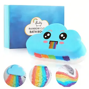 Aesthetic rainbow cloud bath bombs dissolve quickly into a rich, creamy lather that deeply cleanses, while the natural, gentle formula moisturizes and nourishes skin — setting a relaxing, spa-like mood for a perfect home bath.