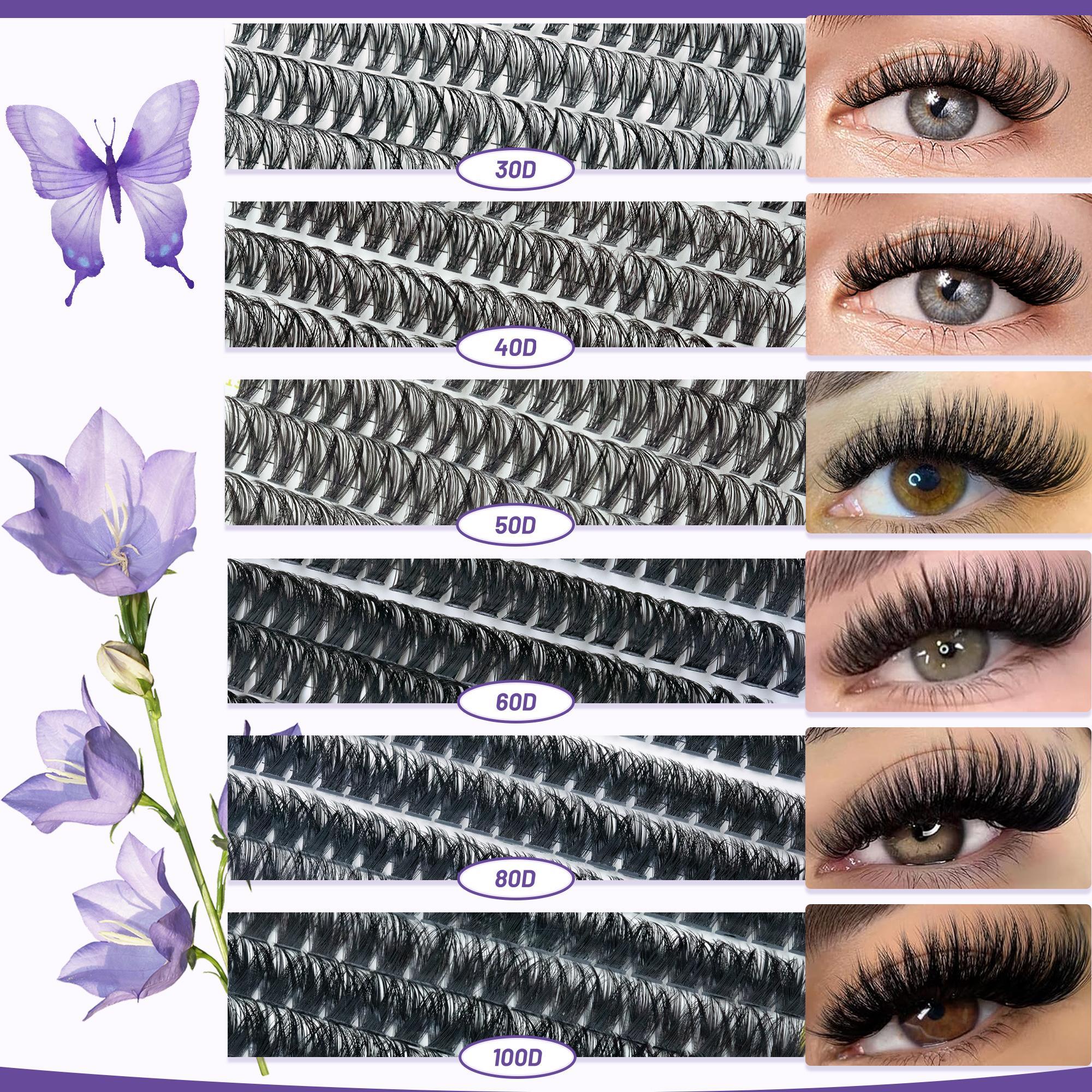 Mixed-Length False Eyelashes Eyelash Extensions Kit with Bond & Seal, Remover, Tweezers & Eyelash Curler, 1 Box Natural-Look, Self-Grafting Eyelash Clusters #TOP PICKS