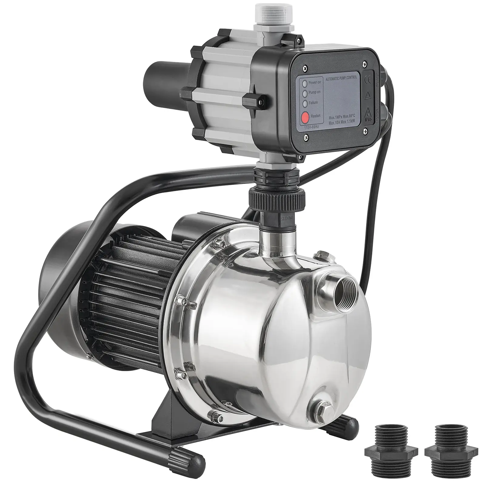 Shallow Well Pump, 1HP 115V, 1200 GPH 145 ft Head, Portable Stainless Steel Sprinkler Booster Jet Pumps with Automatic Controller for Garden Lawn Irrigation system, Water Transfer