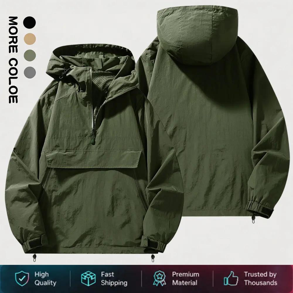 Men’s waterproof windproof sports jacket for spring/autumn, detachable hood, outdoor casual hiking/mountaineering tactical workwear jacket, fishing apparel