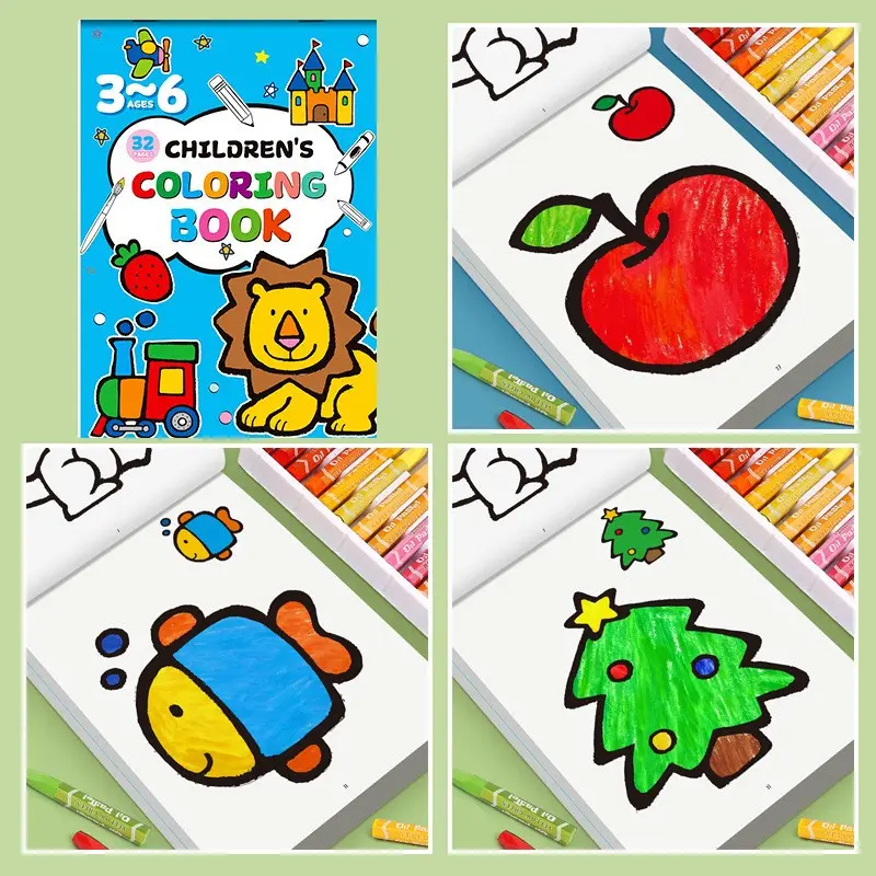 32-page children's painting and coloring scrapbook, a beginner's painting book for young children, enhancing cognition, enriching colors, an excellent gift for the start of the school year, Halloween and Christmas gifts