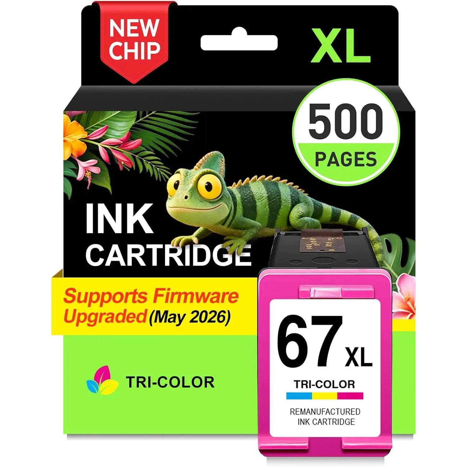 67XL Color Remanufactured Ink  for  67 XL Compatible with Deskjet 2800e 2855e 2827e 4200e 4255 4100 4152e 2700 2742e 2752e Envy 6400 6000e Printers Ink tri-Color High Yield 67 Color