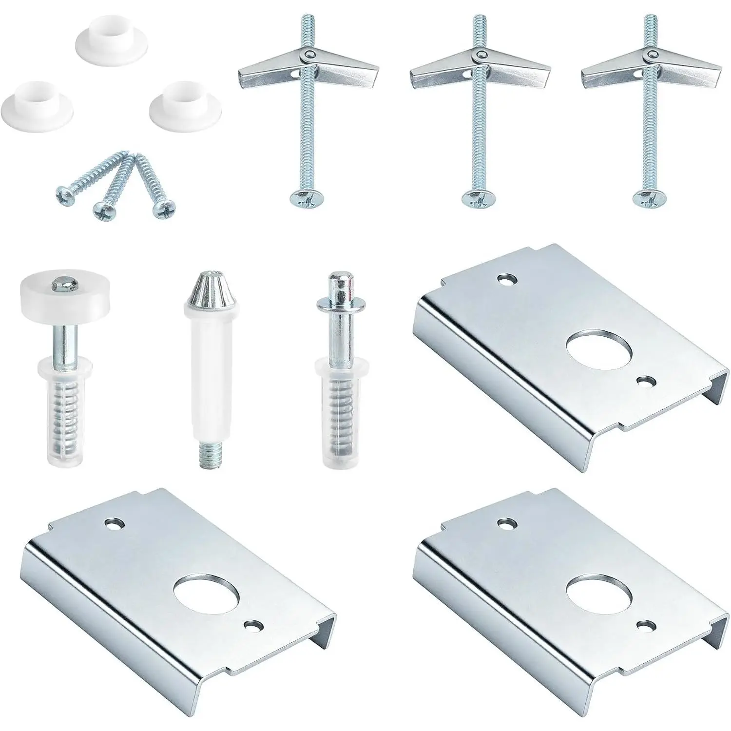 Bifold Door Repair Kit for Closet Doors, 3 Reinforced Brackets with Pivot Pins and Guide Wheel, Fix Cracked Wood Doors, Fits 1-3/8 Inch Thick Doors, 7/16 Inch Pivot